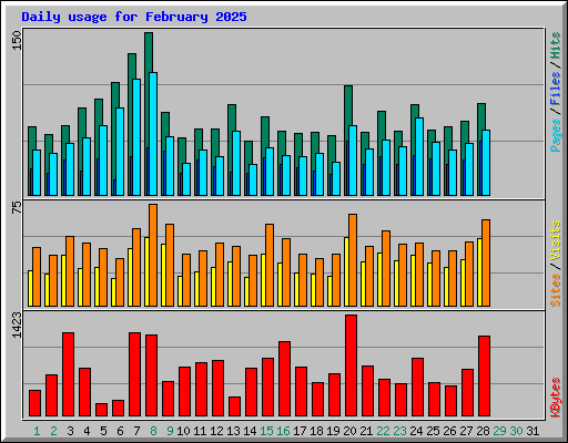 Daily usage for February 2025