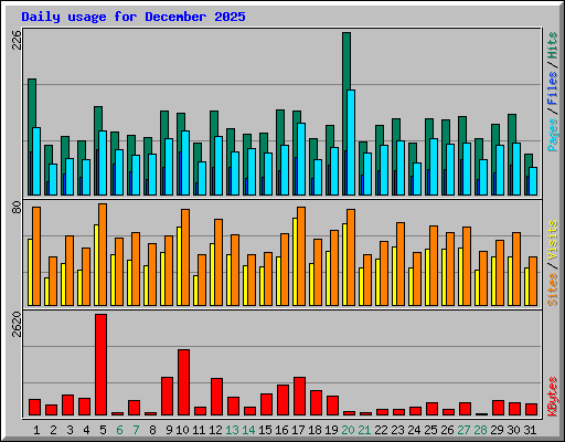 Daily usage for December 2025